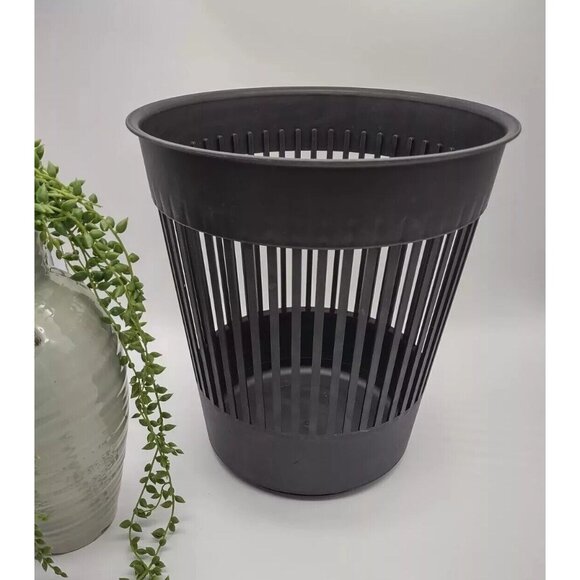 Vintage 1970s 80s Heller Canada 12" Black Trash Can Storage Bin, MCM Mid Century - Picture 1 of 16